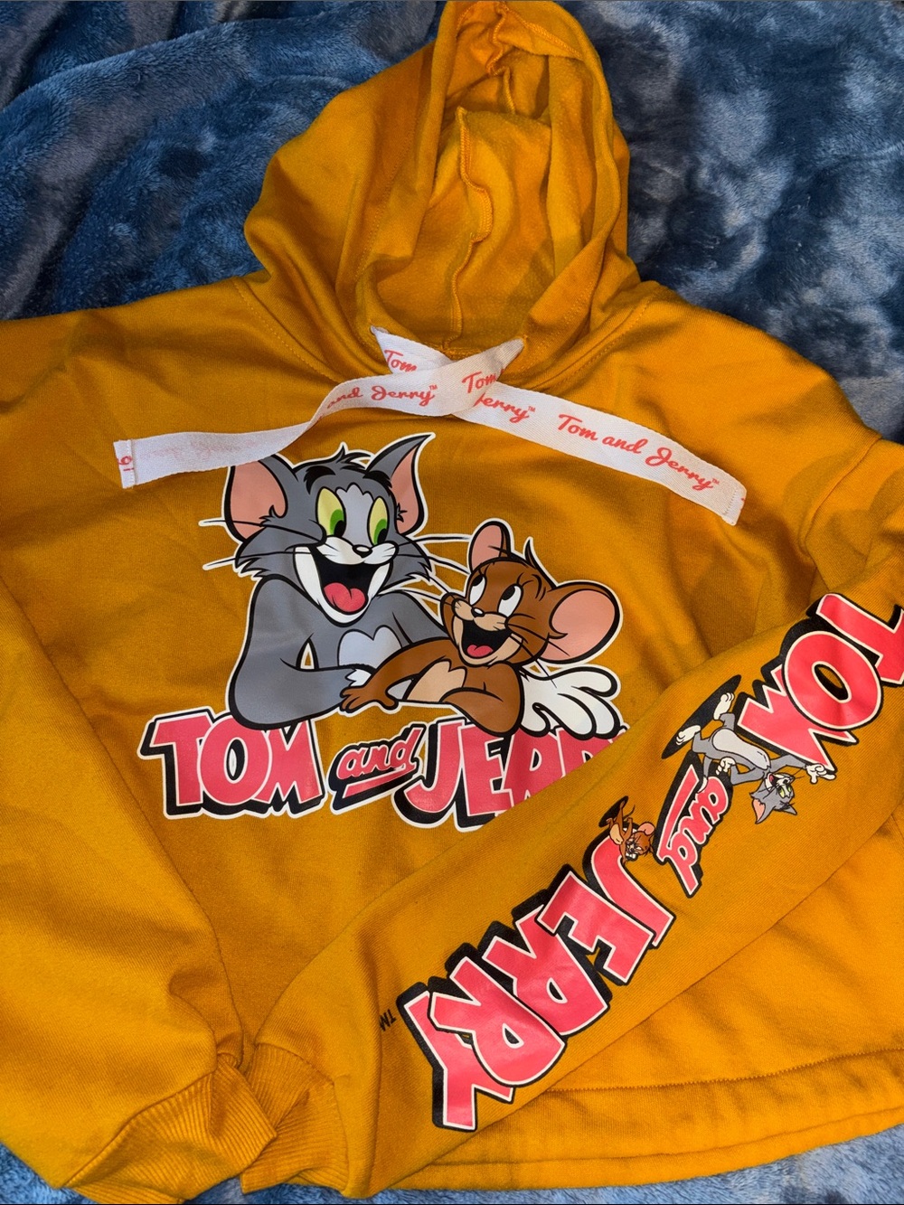 Tom and Jerry Graphic Hoodie in Mustard Yellow